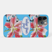 Coques Case-Mate iPhone Rouge rose Lys floral Bleu Votre joie (Dos (Horizontal))