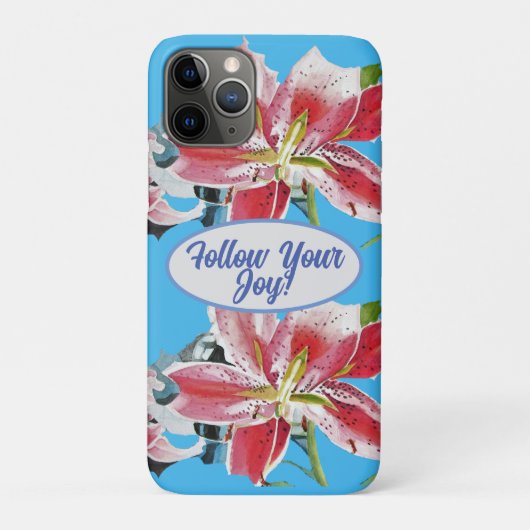 Coques Case-Mate iPhone Rouge rose Lys floral Bleu Votre joie (Dos)