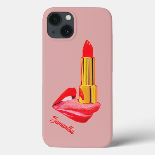 Coques Case-Mate iPhone Rouge rouge à lèvres sur la langue avec personnali (Verso)
