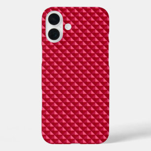 Coques iPhone 16 Plus Rouge rubis, aspect émail, grille cloutée