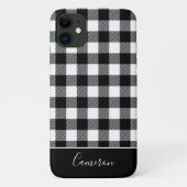 Coques Case-Mate iPhone Rouge rustique Noir Buffalo Plaid - Nom modifiable (Dos)