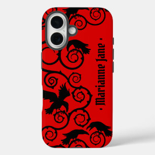 Coques iPhone 16 Rouge sur Sorcière noire gothique Victorien Corbea
