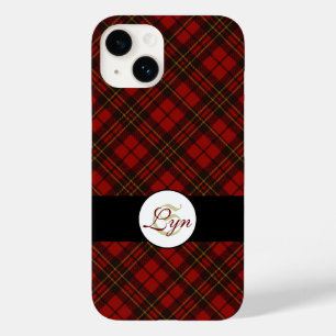 Coque Pour iPhone 14 Rouge tartan Noël plaid hiver motif Monogramme