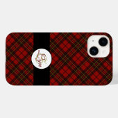 Coques Case-Mate iPhone Rouge tartan Noël plaid hiver motif Monogramme (Verso (horizontal))