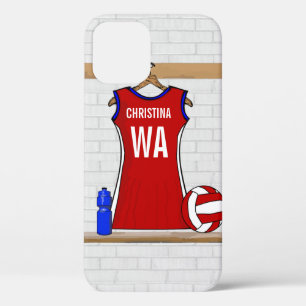 Coques Pour iPhone Rouge uniforme de net-ball fait sur commande avec