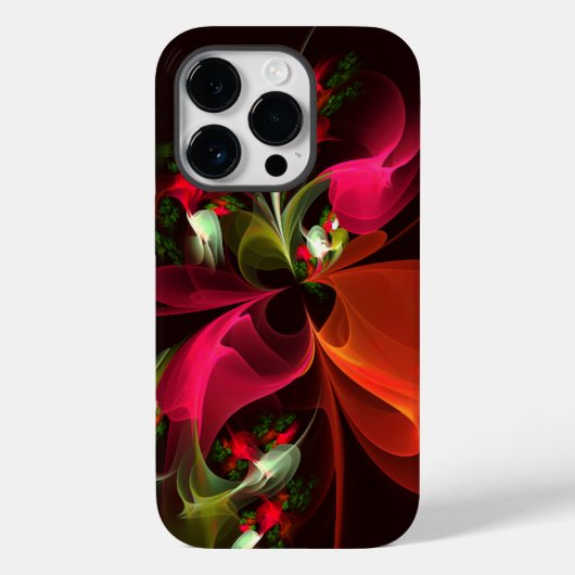 Coques Case-Mate iPhone Rouge Vert Floral Moderne Art Abstrait Motif #02 (Verso)
