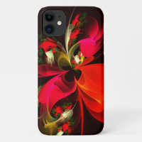 Rouge Vert Floral Moderne Art Abstrait Motif #02