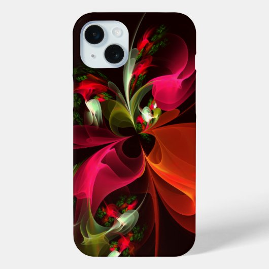Coques Case-Mate iPhone Rouge Vert Floral Moderne Art Abstrait Motif #02 (Verso)