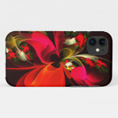 Coques Case-Mate iPhone Rouge Vert Floral Moderne Art Abstrait Motif #02 (Dos (Horizontal))