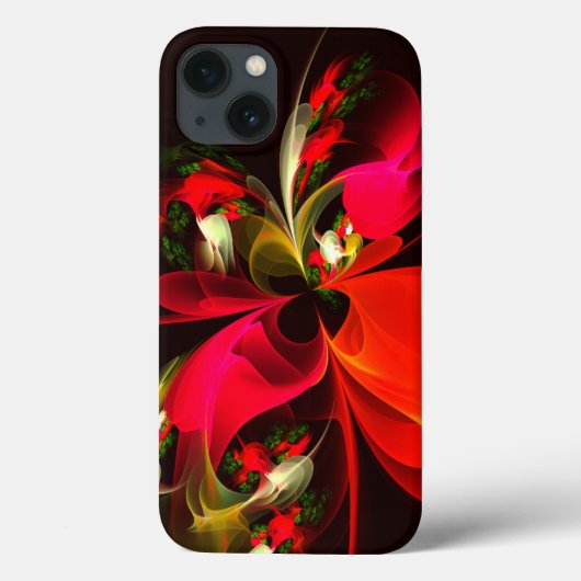 Coques Case-Mate iPhone Rouge Vert Floral Moderne Art Abstrait Motif #02 (Verso)