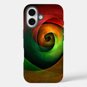 Coques iPhone 16 Rouge Vert Floral Moderne Art Abstrait Motif #21