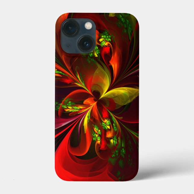 Coques Case-Mate iPhone Rouge vert moderne Floral Abstrait Art Motif #05 (Verso)