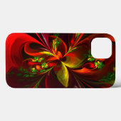 Coques Case-Mate iPhone Rouge vert moderne Floral Abstrait Art Motif #05 (Verso (horizontal))