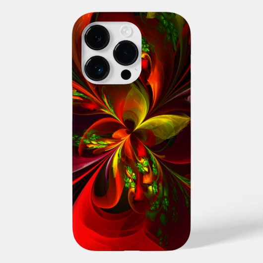 Coques Case-Mate iPhone Rouge vert moderne Floral Abstrait Art Motif #05 (Verso)