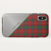 Coques Case-Mate iPhone Rouge & Vert Plaid & Aluminium Look (Dos (Horizontal))