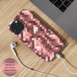 Coque iPhone 15 Pro Max Rouge vin foncé Mauve Taupe Rose pixels Art