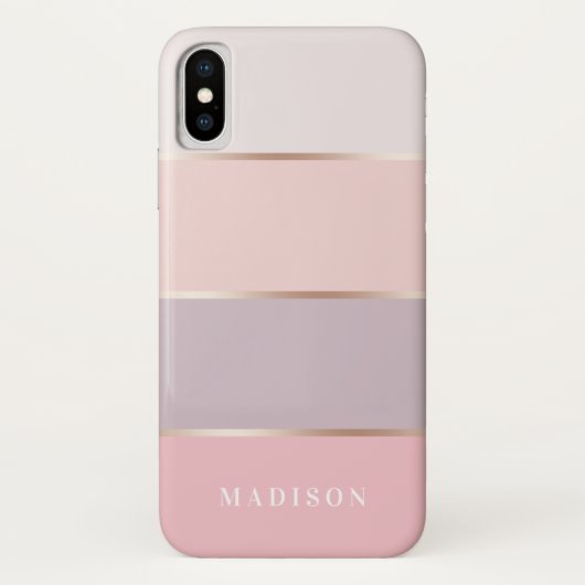 Coques Case-Mate iPhone Rougissent et les rayures larges d'or rose de (Dos)