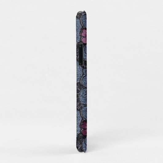 Coques Case-Mate iPhone *~* Rouleaux noirs Demin Fleurs roses (Dos/Droite)