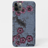 Coques Case-Mate iPhone *~* Rouleaux noirs Demin Fleurs roses (Dos)