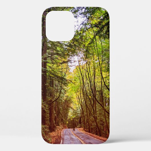 Coques Case-Mate iPhone Route humide à travers les arbres verts à l'automn (Verso)