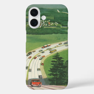 Coques iPhone 16 Routes Scéniques Américaines Vintage, Road Trip en