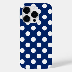 Coque Pour iPhone 14 Pro Royal Bleu Et Blanc Pois Élégant