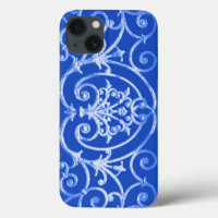 Royal bleu scrollwork motif Coque-Mate iPhone cas