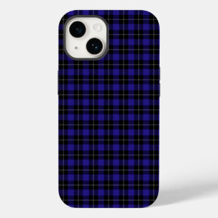Coque Pour iPhone 14 Royal Blue Black Plaid