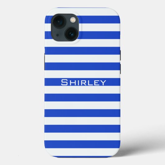 Coques Case-Mate iPhone Royal Blue Combination Stripes par Shirley Taylor (Verso)
