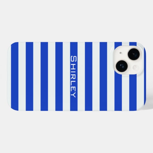 Coques Case-Mate iPhone Royal Blue Combination Stripes par Shirley Taylor (Verso (horizontal))
