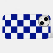 Coques Case-Mate iPhone Royal Blue et White À damiers Motif (Verso (horizontal))