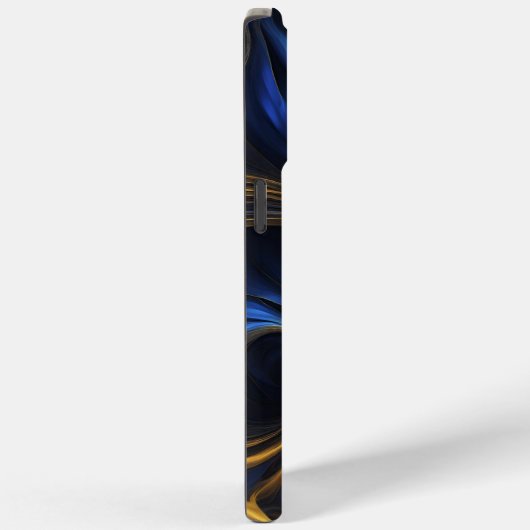 Coques Case-Mate iPhone Royal Blue Gold Abstrait Swirl (Verso / Droite)