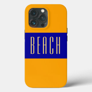 Case-Mate iPhone Case Royal Blue Jaune Orange Rayures Slim BEACH Texte