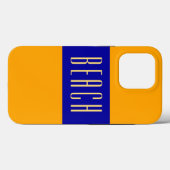 Coques Case-Mate iPhone Royal Blue Jaune Orange Rayures Slim BEACH Texte (Verso (horizontal))