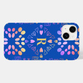 Coques Case-Mate iPhone Royal Blue Monogram Rose Lilac Ombre Motif (Verso (horizontal))