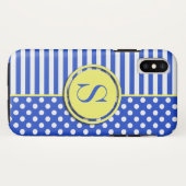 Coques Case-Mate iPhone Royal Blue Pois et stries-Monogram STaylor (Dos (Horizontal))