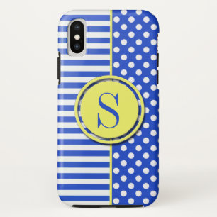 Case-Mate iPhone Case Royal Blue Pois et stries-Monogram STaylor