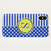 Coques Case-Mate iPhone Royal Blue Pois et stries-Monogram STaylor (Dos (Horizontal))
