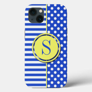 Case-Mate iPhone Case Royal Blue Pois et stries-Monogram STaylor
