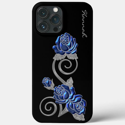Coques Case-Mate iPhone Royal Blue Roses (Verso)