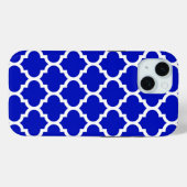 Coques Case-Mate iPhone Royal Blue White Marocain Quatrefoil Motif #5 (Verso (horizontal))