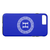 Coques Case-Mate iPhone Royal Blue Wt Grèce clé cadre de ligne initiale Mo (Dos (Horizontal))