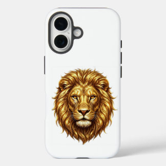 Coques iPhone 16 Royal Golden Lion Face - Bold Wild Animal Design