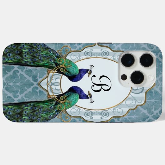 Coques Case-Mate iPhone Royal Peacock (Blue) Monogram iPhone Case (Verso (horizontal))
