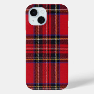 Coque Pour iPhone 15 Royal Stewart tartan rouge noir plaid