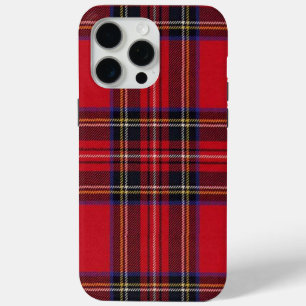 Coque iPhone 15 Pro Max Royal Stewart tartan rouge noir plaid