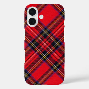 Coques iPhone 16 Royal Stewart tartan rouge noir plaid