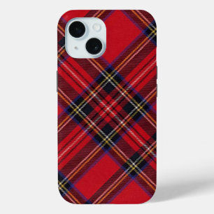Coque Pour iPhone 15 Royal Stewart tartan rouge noir plaid