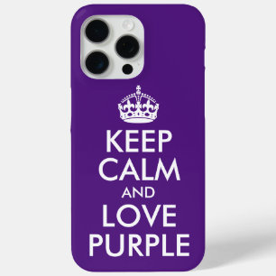 Coque iPhone 15 Pro Max Royal violet et blanc Garder calme et amour violet