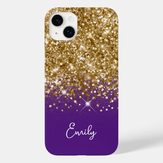 Coques Case-Mate iPhone Royal Violet et Or Paillettes Glamour (Verso)